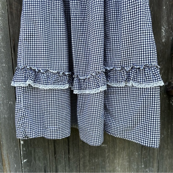 Vintage 70s 80s Ruffles and Gingham Square Dance Costume Frontier Skirt and Top - Picture 6 of 10